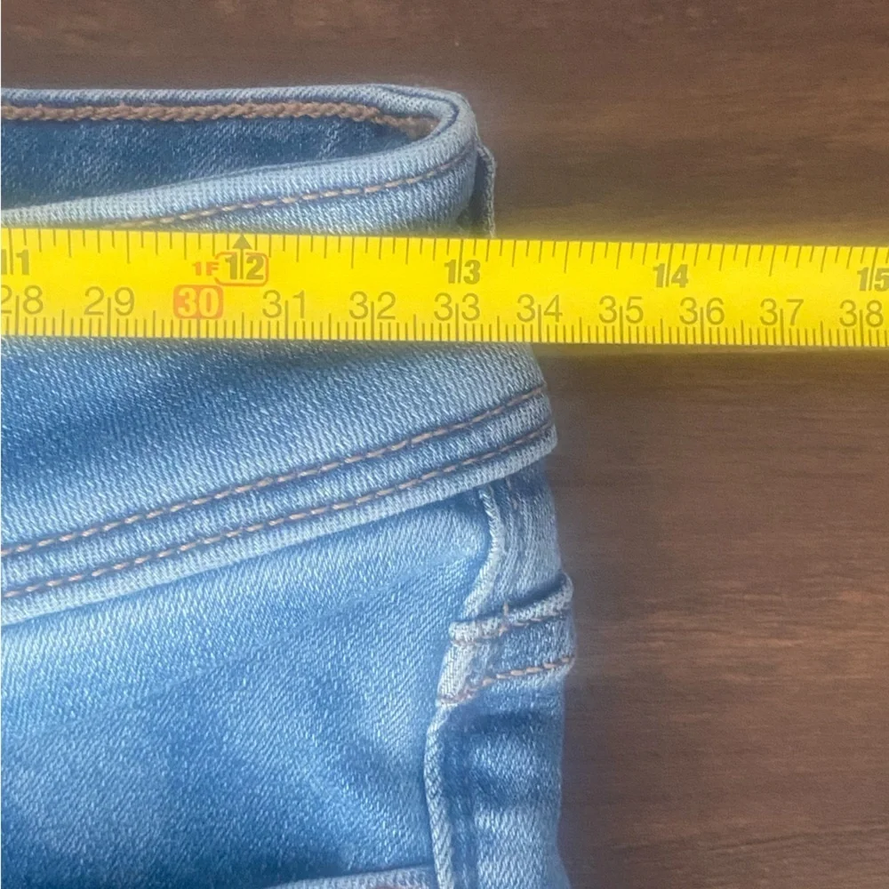 American Eagle Low Rise Bootcut Ripped Blue Jeans Size 0 - Picture 11 of 15